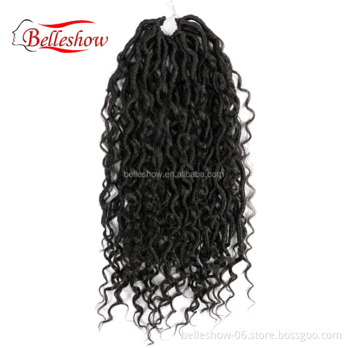 Hot sell Hot Sell New 18inch 24 strands double pack curly faux locs crochet hair goddess locs Crochet Hair River Faux Locs